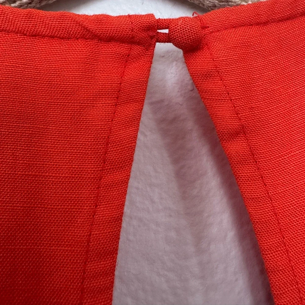 NWT MAEVE ANTHROPOLOGIE Coral Short Sleeve Linen Tie Front Crop Top Size 4 NWT - Picture 10 of 13